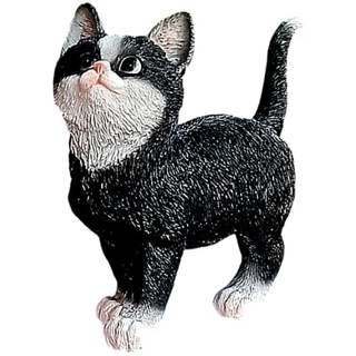 Generisch Katze Kater Kitten Mieze Tierfigur Katzenbaby Dekofigur Schwarz Weiß Garten