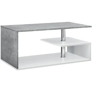 [en.casa] Couchtisch Haarlem 90x50x41 Weiß Beton-Optik