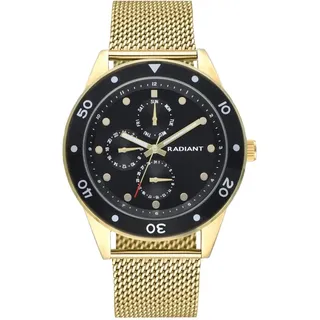 RADIANT - Kanarische Kollektion - Analoge und automatische Armbanduhr für Damen, Armband mit goldenem Zifferblatt und goldenem Mailänder Netz, Größe 45 mm, 5 ATM., bunt, Armband