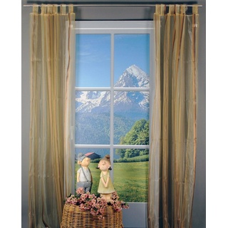Gardine »Chiemsee«, HOSSNER - ART OF HOME DECO, Schlaufen (1 St), transparent, Schlaufenschal im zeitlosen Design beige|braun
