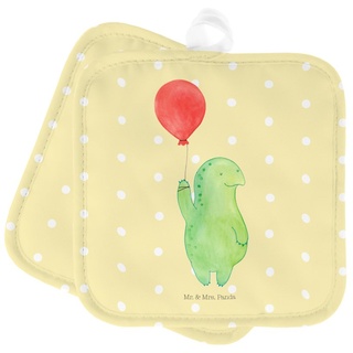Mr. & Mrs. Panda Topflappen Schildkröte Luftballon - Gelb Pastell - Geschenk, Topflappen lustig, (1-tlg), Hitzebeständig gelb