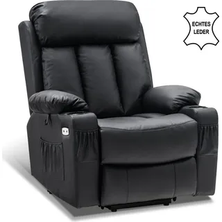 MCombo Fernsehsessel 7190 Leder 100 x 112 x 86 cm Schwarz elektrisch