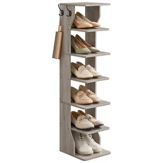 VASAGLE Schuhregal schmal, Standregal platzsparend, 7 Ebenen