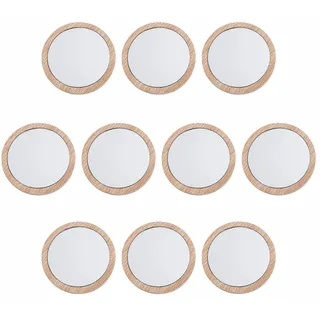 Bustlwor 10 Stück Holz Rund Handspiegel, Tragbarer Kompakt Kosmetikspiegel, für Präzises Make Up, Stilvolles Design für Reisen und Zuhause Dekorativer Kleiner Spiegel für Damen, 7cm