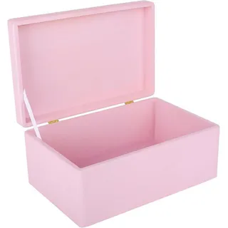 Creative Deco Holzkiste mit Deckel Groß Erinnerungsbox Baby Holzbox 30 x 20 x 14 cm, mit Scharnieren rosa