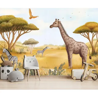WallArena Fototapete Kinderzimmer Tiere Dschungel Tapete Kinder 200x140
