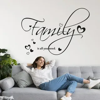 GRAZDesign Wandtattoo Familie Wohnzimmer Sprüche Wandaufkleber Deko Aufkleber - 73x50cm / 062 hellgrün