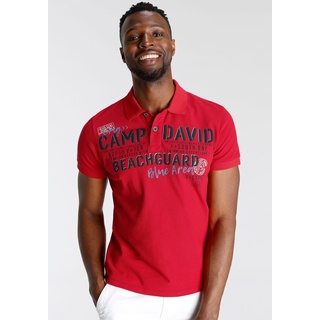 Poloshirt CAMP DAVID Gr. L, rot (red sun) Herren Shirts Kurzarm in hochwertiger Piqué-Qualität