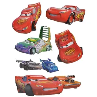 alles-meine.de GmbH 6 TLG. Set: 3-D Wandtattoo/Fensterbild/Sticker - Cars Lightning McQueen - wasserfest - selbstklebend Pop-Up Aufkleber Wandsticker Auto