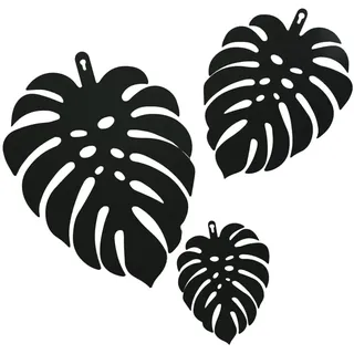 UNUS Wanddeko Monstera Blätter 3er Set in Schwarz | Gr.: onesize