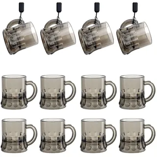 12 Stück Schnapsglas mit Henkel Kunststoff, 3CL Schwarz Schnapsbecher Party Schnapsgläser, Mini Schnapsbecher zum Herumhängen für Junggesellnabschiede, Fasching, Accessoire, Karneval, Mottoparty