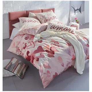 Bettwäsche HEINE HOME Gr. 1, rosa (rosenquarz), B/L: 135cm x 200cm, Renforcé, B/L: 80cm x 80cm, 2 Stk., Renforcé, 100% Baumwolle, Bettwäsche, Bettwäsche