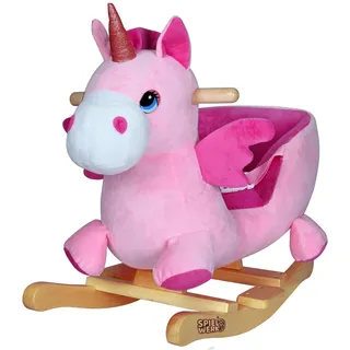 Spielwerk® Schaukeltier Einhorn inkl. Sound Effekt Sicherheitsgurt Plüsch Schaukel Wippe Kinder Baby Spielzeug Balancetraining besonders weich Sc... - Rosa