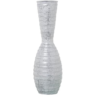 DRW Bodenvase aus Keramik in geriebenem Silber, 20 x 20 x 60 cm