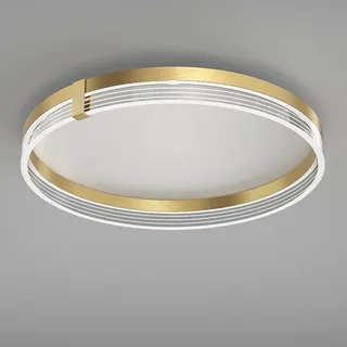 LED Deckenleuchte Schlafzimmerlampe Dimmbar Modern Gold Runde Gebürstet Aluminium Acryl Deco 50cm Kreativ Deckenlampe Oval Ring Panel Leuchte mit Fernbedienung für Wohnzimmer Kinderzimmer Beleuchtung