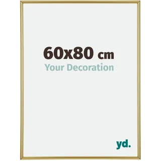 yd. Bilderrahmen 60x80 cm Gold - Kunststoff Rahmen Annecy | Your Decoration, Acrylglas aus Kunststoff, Wandmontage, Geeignet für Fotos, Poster und Puzzles, Made in Holland
