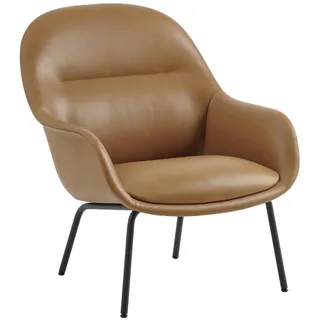 Muuto Lounge-Sessel Fiber Leder 83 x 88 x 75 cm Cognacbraun/Schwarz
