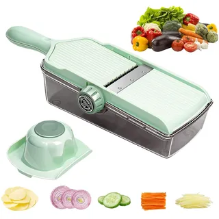 Gemüseschneider Verstellbar Gemüsehobel, Edelstahl Zwiebelschneider Gurkenhobel Kartoffelschneider Obstschneider Julienneschneider für Gemüse und Käse, Küchen Gadgets (B)