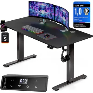 Casaria® Höhenverstellbarer Gaming Schreibtisch elektrisch 120 x 60 cm mit Wireless Charger & USB-C/A Anschluss LCD-Display Memory-Funktion 80 kg belastbar ergonomisch Gamer Carbon Optik