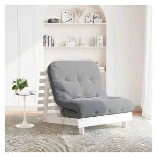 vidaXL Futon Schlafsofa mit Matratze Weiß 80x206x11 Massivholz Kiefer