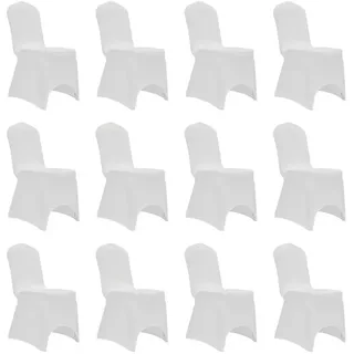 furnicato Hussen-Set Stuhlhussen Weiß bis 100 cm Höhe, 12er Set, Polyester mit, Dehnbare Stuhlbezüge, waschbar bei 40°C für Hochzeiten und Bankette weiß