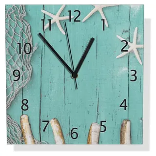 Wallario Design Wanduhr Maritime Dekoration aus Aluverbund, Größe 30 x 30 cm - Türkis