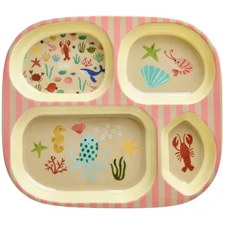 Rice Kinderteller 24 x 21 cm Coral/Ocean Print 4er Set