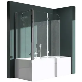 mai & mai Duschwand für Badewanne Badewannenfaltwand 6mm Sicherheitsglas mit NANO-Versiegelung, Duschabtrennung Badewannen BTH: 75x120x140cm | Transparent