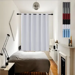 GOUSUN Gardinen Vorhänge 1Er Set 170 x 100 cm Blickdichte Vorhänge mit Ösen Gardinen Hitzeschutz Schlaufenvorhang Vorhänge mit Ösen für Schlafzimmer, Weiß
