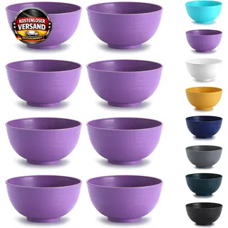 Plastik Müslischüssel Set 8 Stück unzerbrechlich für Salat und Snacks, leicht, s