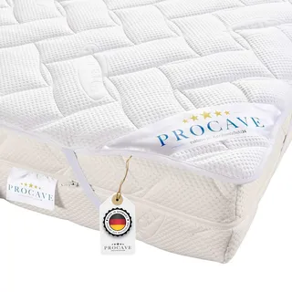 PROCAVE Matratzenauflage Lyocell-Tencel versteppt, Matratzenschoner mit 4-Eckgummis, Matratzen-Spannauflage 100% aus Deutschland, Matratzenschutz in 200x200 cm