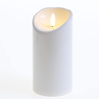 LED Kerzenset 3D Flamme - Outdoor Kunststoff Kerze - flackernd - Timer - wetterfest für Außen - weiß (15cm)