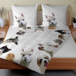 Traumschlaf Satin Bettwäsche Alpaka, Hund, Schaf, Katze