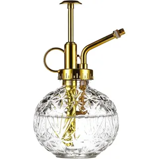 Pflanzensprühflasche Aus Klarglas – 16,5 Cm – Mit Goldfarbener Pumpe – Kleine Gießkanne Für Zimmerpflanzen – Klar + Gold – 16,5 X 8,9 Cm