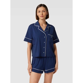 Pyjama mit Label-Stitching, Marine, M