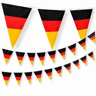 TK Gruppe Timo Klingler XXL 25 Meter Wimpelkette Deutschland Girlande schwarz, rot, gelb (Gold) als Deko Dekoration, Fanartikel, Partydekoration zur Fußball Weltmeisterschaft WM 2026 (25 Meter)