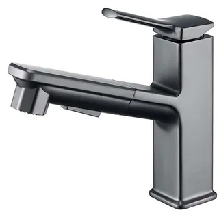 SXLSZ Wasserhahn mit Brause Waschtischarmatur mit Herausziehbarer Brause Wasserhahn Bad 2 Strahlarten Brause Wasserhahn Bad Armatur Pistolengrau