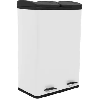 MonsterShop Doppel Tretmülleimer 60 l Weiß
