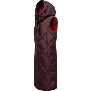 Navahoo Steppweste Schnuckel warme Damen Outdoor-Weste lang mit Kapuze rot XXL (44)