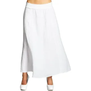 Caspar Faltenrock RO019 Damen langer Maxi Sommer Leinenrock mit figurfreundlichem Stretch Bund - Made in Italy weiß S - DE36 UK8 IT40 ES38 US6