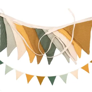 Wimpelkette Kinderzimmer Deko,Babyzimmer deko Junge,Wimpelkette Musselin Baumwolle Stoff wimpelkette,Baby Zimmer Girlande Stoff,Hausbett Deko Mädchen Jungen Wimpel Aufhängen für Hausbett/Wanddeko (A)