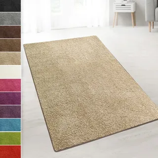 casa pura Shaggy-Teppich Barcelona (Beige, 200 x 250 cm) | Weicher Hochflor-Teppich aus Polypropylen mit rutschhemmendem Action-Back-Rücken