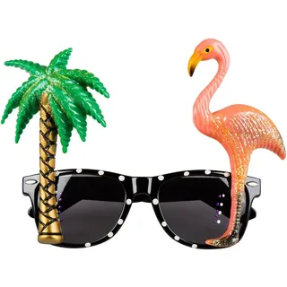Boland - Partybrille Hawaii | Brille mit Flamingo und Palme für Karneval, Strand, Garten und Sommer Mottoparty
