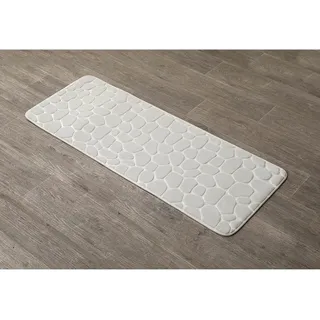 LikeKa Badematte Badezimmerteppich Badteppich weich Badvorleger 45x120 cm, rutschhemmend beschichtet, Memory Schaum, schnell trocknend, fußbodenheizungsgeeignet weiß