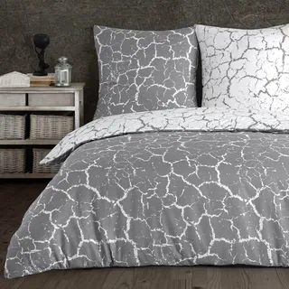 Buymax Bettwäsche 155x220 cm 4-teilig – Bettwäsche Set Renforcé 100% Baumwolle, 2 x Bettbezug 155x220 cm und 2 x Kissenbezüge 80x80 cm, Oeko-TEX, Reißverschluss, weich und atmungsaktiv