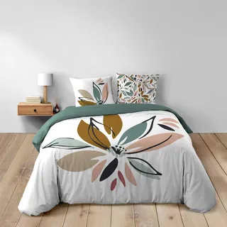 Douceur d'Intérieur, 3-teiliges Bettwäsche-Set (240 x 220 cm) Octavia, 100% Baumwolle, Grün