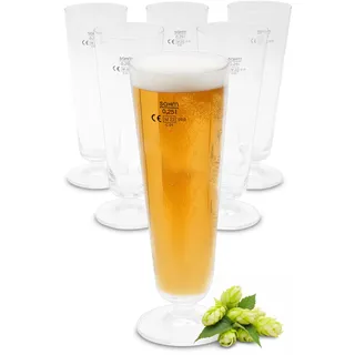 Spetebo Biertulpe 300 ml aus Klarglas - 6er Set - Bierglas 0,3 Liter spülmaschinenfest - Pilsglas Bierkelch Bierkrug Trinkglas für Pilsner Bier Weizenbier Weißbier Hefeweizen