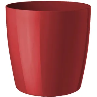 Floralo Teramo Übertopf 40cm Durchmesser x 38cm hoch rot, glänzend, in den Boden eingelassene Rollen