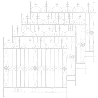 CLP Gartenzäune Mangold 4er Set Metall 60 x 30 cm Weiß