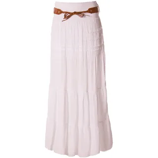 FASHION YOU WANT Damen Sommer Rock Größe 34/36 bis Größe 50/52 verfügbar Langer Maxirock Strandrock Sommerock lang Gürtel Amber Boho Retro Maxirock - 42-44